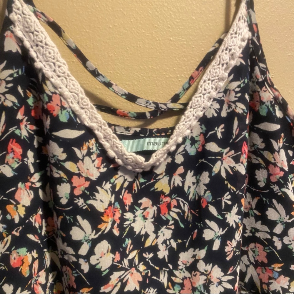 Maurices Floral Lace-Trim Lined Slip Dress Small - Picture 3 of 7